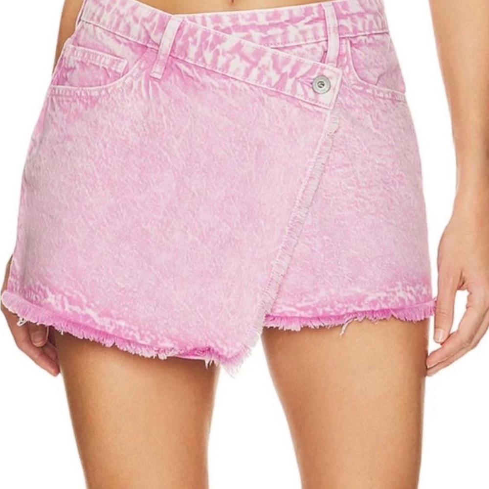 Jonathan Simkhai Asymmetric acid-wash Denim Mini Skirt